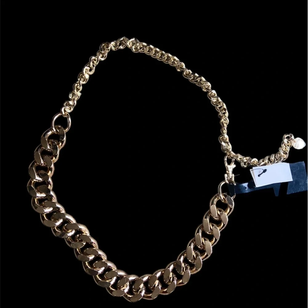 Express Faux Gold Chunky Thick Chain Belt Adjustable Fit Bold Statement Size S/M
